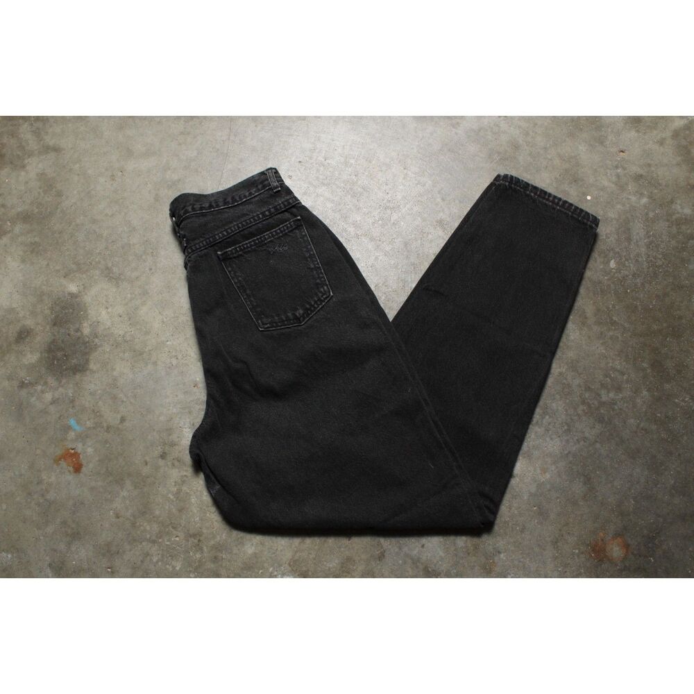 Vintage 90's USA-Made Chic Black High Waisted Pleated Black Denim Jeans - 8 Tall